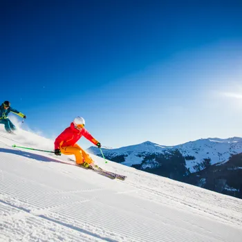 Skiing in the sun